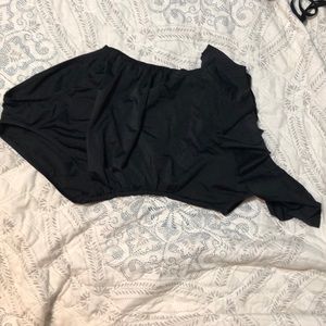 Black one shoulder rouched swimsuit